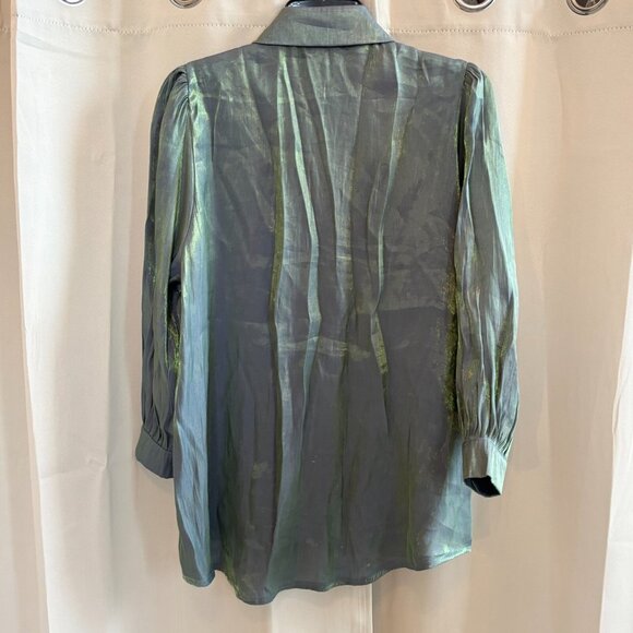 Dazy Womens Top Medium Mermaid‎ Fairy Button Up Shimmer Boho Lined Y2K 18143 - Picture 2 of 8